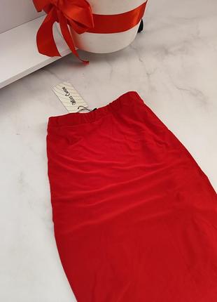 Красная юбка миди батал3 фото