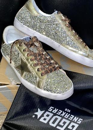 Кеди golden goose super-star in platinum glitter