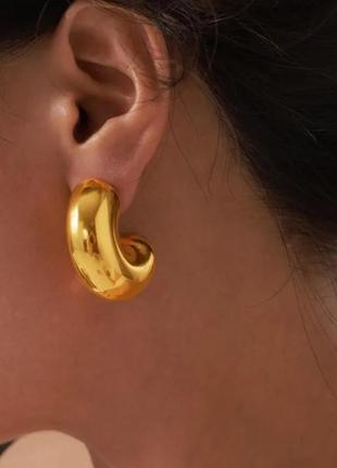 Стильные модные серьги полу кольца нержавеющая сталь тренд