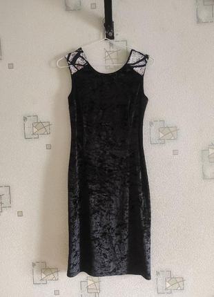 Жіноча шикарна сукня оксамитова чорна сукня з паєтками плаття бархатне2 фото