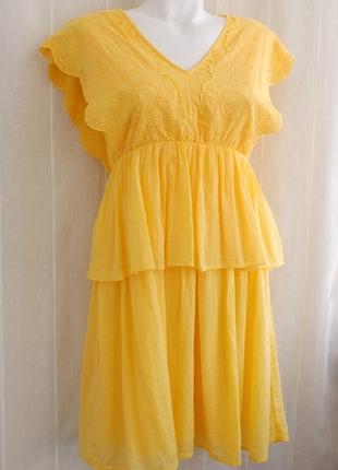 Желтое платье из хлопка от vero moda размер s6 фото