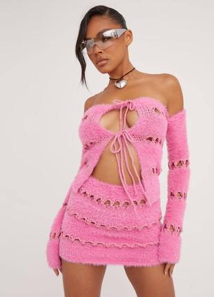 Пушистый плюшевый костюм юбка кроп топ кардиган dollskill y2k killstar i.am.gia