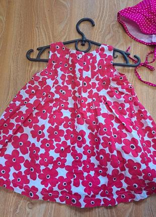 Платье с панамкой для малышке 6-12мес.2 фото