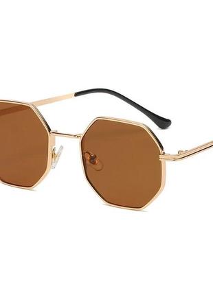 Тренд стильні жіночі коричневі сонцезахисні окуляри сонячні очки антиблик металева оправа3 фото