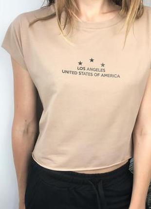 Женская футболка топ "los angeles" в ассортименте (разные цвета)2 фото