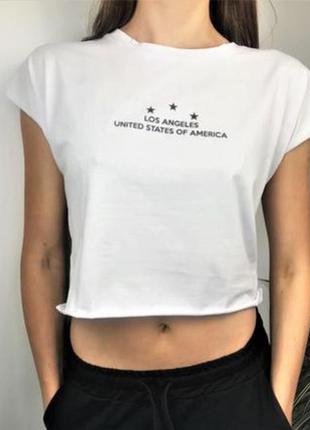 Женская футболка топ "los angeles" в ассортименте (разные цвета)7 фото