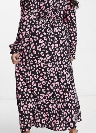 Новое!эффектное вискозное платье-миди с поясом объемными рукавами разрезом/платье-миди с сайта asos.батал4 фото