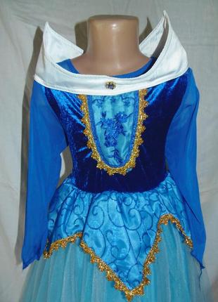 Синее карнавальное платье принцессы на 8-9 лет4 фото