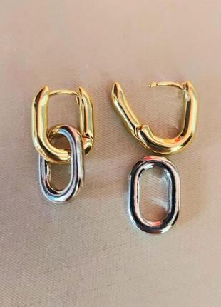 Сережки "цепочка" двуцветные