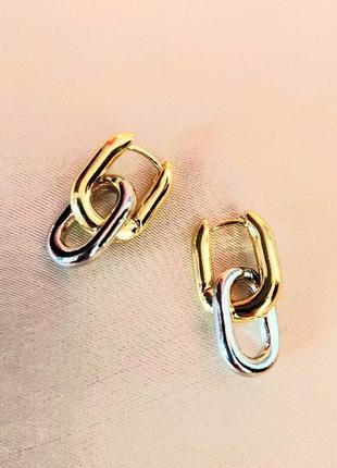 Сережки "цепочка" двуцветные