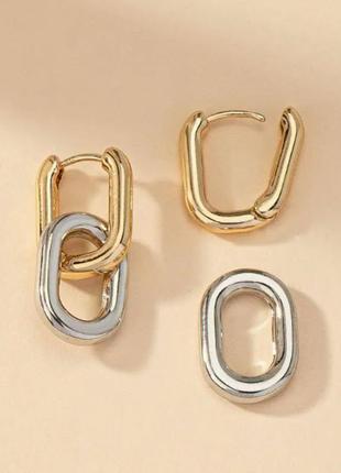 Сережки "цепочка" двуцветные