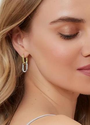 Сережки "цепочка" двуцветные