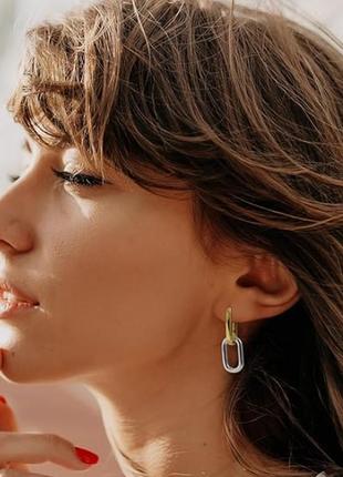 Сережки "цепочка" двуцветные