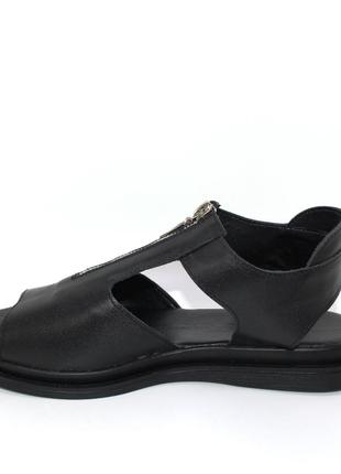 Стильні жіночі чорні сандалі-босоніжки шкіра,блискавка,шкіряні/натуральна шкіра-жіноче взуття літо6 фото