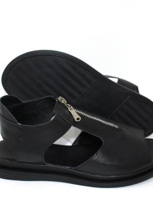 Стильные женские черные сандалии-босоножки кожа, молния, кожаные/натуральная кожа-женская обувь лето4 фото