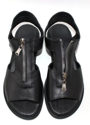 Стильні жіночі чорні сандалі-босоніжки шкіра,блискавка,шкіряні/натуральна шкіра-жіноче взуття літо3 фото