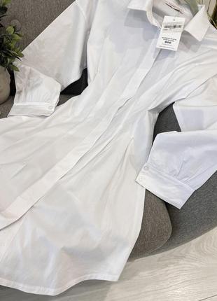 Белое платье рубашка в корсетном стиле5 фото