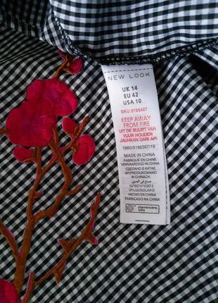 Жіноча блуза клітка, вишивка, вишиванка, блузка, об'ємний рукав, відкриті плечі new looк5 фото