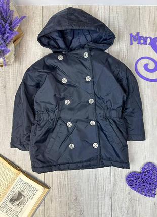 Куртка для девочки на меху с капюшоном чёрная размер 104-110 (4-5 лет)