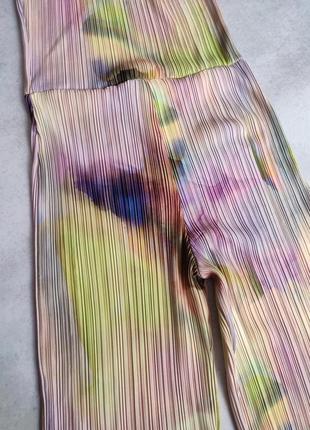 Женский яркий разноцветный летний плиссированный комбинезон костюм плиссе брюки клеш без рукавов plt3 фото