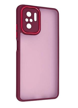 Чохол fiji lens для xiaomi poco m5s бампер матовий з захистом блока камер wine red