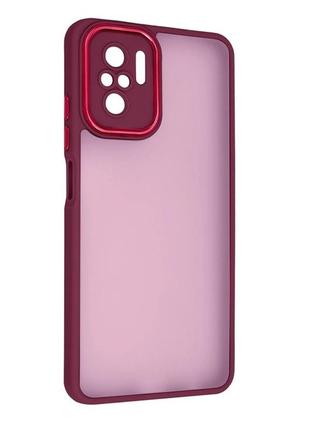 Чехол fiji lens для xiaomi redmi note 10 / note 10s бампер матовый с защитой блока камер wine red