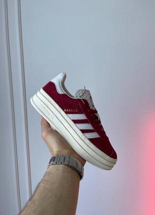 Кросівки жіночі спортивні в стилі adidas gazelle bold bordo