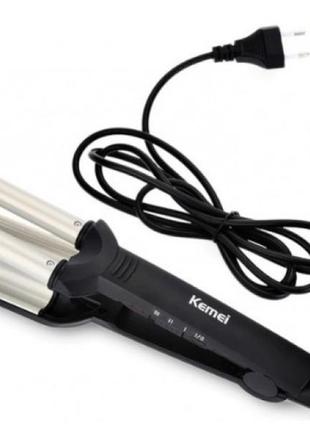 Потрійна плойка для волосся gemei gm 1956 три хвилі