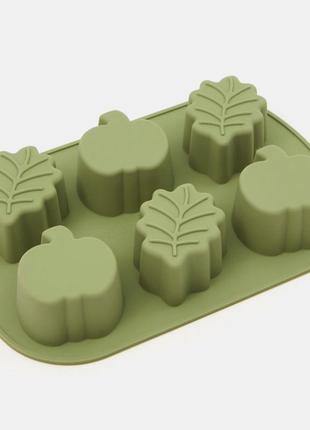 Форма осенние мотивы зеленая силиконовая для выпечки и десертов