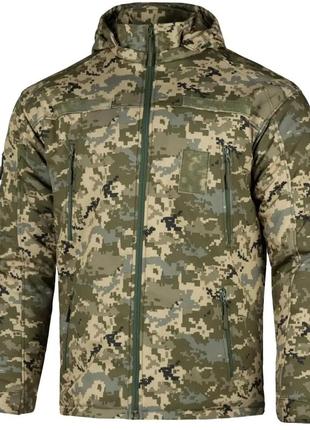 Армейская зимняя теплосохраняющая куртка softshell max-heat мм-14 с капюшоном (пиксель всу) s