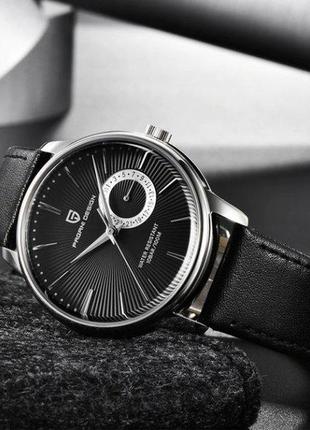 Мужские водостойкие механические часы pagani design country 10 bar (серебристые)