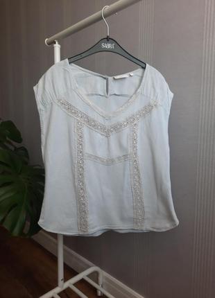 Бавовняна блуза з мереживом5 фото