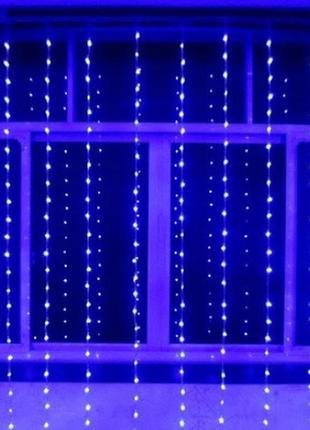 Светодиодная гирлянда водопад 280 led большая лампа 3d (белый шнур, с преходником) 3.0х3.0м синий свет