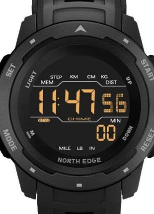 Чоловічий спортивний годинник north edge mars pro black 5bar (чорний)