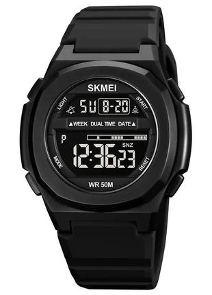 Мужские спортивные часы skmei 1821 (черные с черным циферблатом)