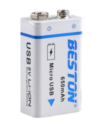 Аккумулятор krona li-ion beston 650mah 9v + microusb