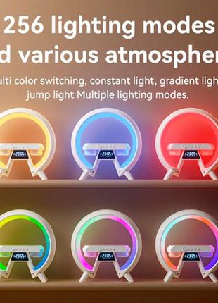 Настольная аккумуляторная лампа-ночник g-smart xm-x63 rgb + часы + зарядка + bluetooth...