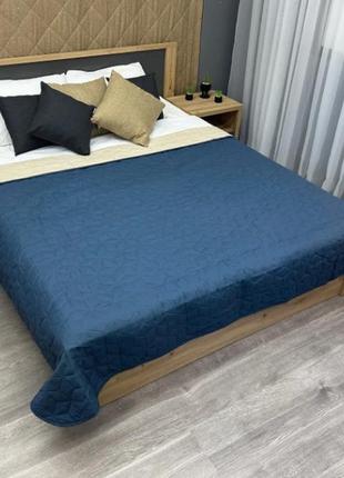 Покрывало двустороннее (160х215см) decorator microfiber. цвет синий с бежевым