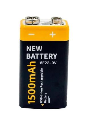 Аккумулятор krona 6f22 suyijia 9v 1500мач li-ion type-c (черный)