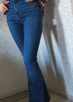 Fb sister джинси кльош розрізи тренд брюки штани джинсы клеш висока посадка7 фото