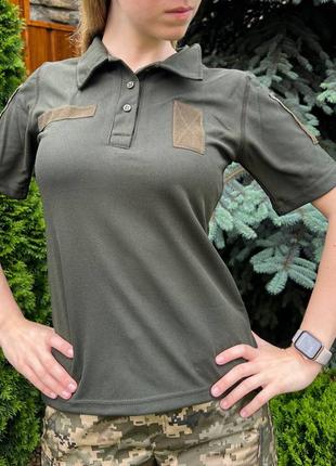 Жіноча футболка поло олива3 фото
