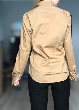 Рубашка коричневая бежевая классическая оверсайз сорочка блузка блузочка базовая..3 фото