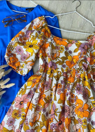 Хлопковое  миди платье в цветочный принт tu8 фото