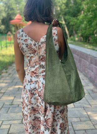 Замшевая сумка-хобо monica, италия, цвет хаки