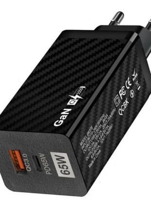 Зарядное устройство сетевой адаптер gan bk378 usb type-c 65w
