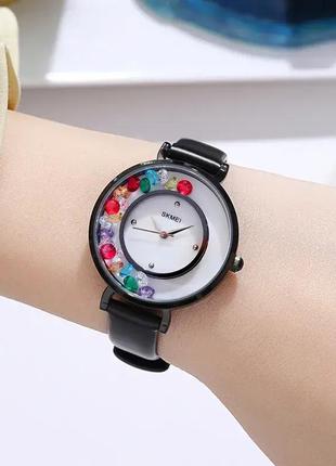 Женские кварцевые часы skmei 2041 diamonds (черный)