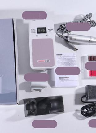Портативний фрезер для нігтів nail drill yt-928 акумуляторний з індикатором заряду на 35 000 оборотів. bt-763 колір: рожевий