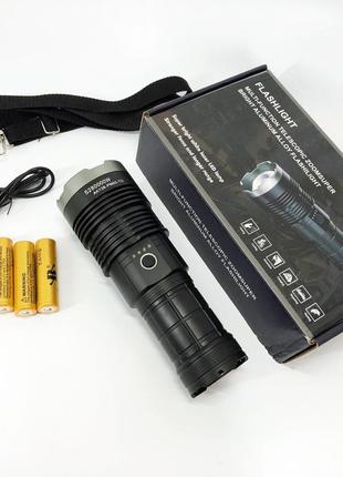 Ручной фонарь police ak138 white laser led pm60-tg с зарядкой usb, работающий от mq-300 4х18650 аккумуляторов