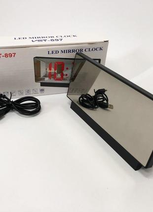 Часы сетевые настольные vst-897-5 (синяя подсветка, температура, от nu-915 usb кабеля)