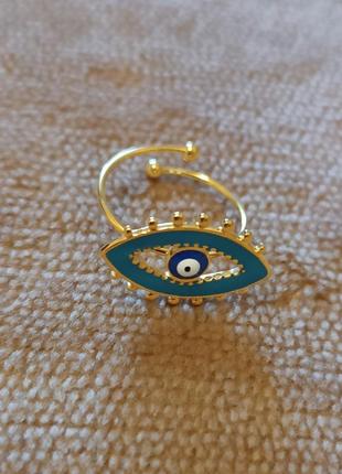 Модное кольцо с глазом дьявола в этническом стиле талисман нержавеющая сталь тренд в серебре и золоте регулируется10 фото